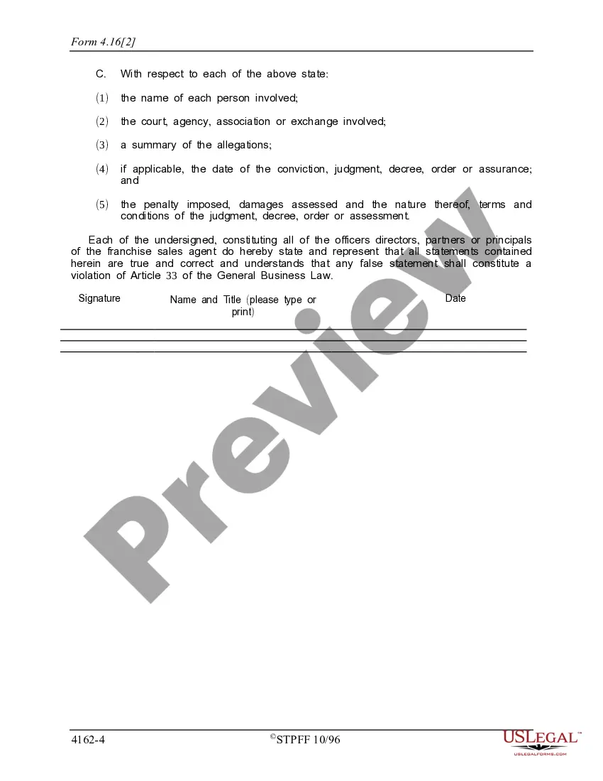 Get New York Franchise Sales Agent Statement Preview New York Franchise Sales Agent Statement