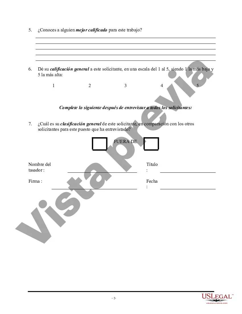 Preview Formulario de evaluación de solicitante de coempleado