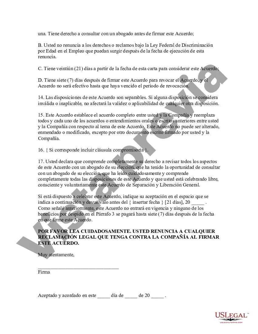 Preview Acuerdo de Separación y Liberación General