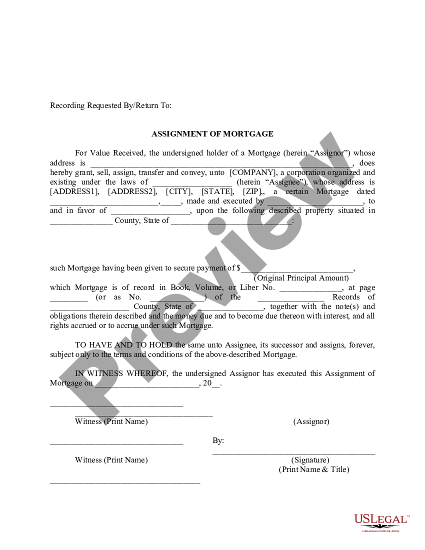 fannie mae assignment of mortgage form