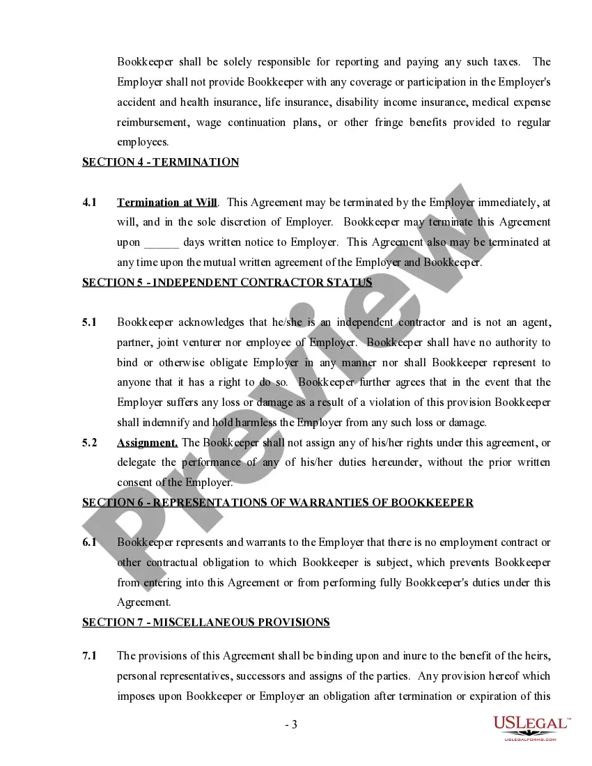 Preview Bookkeeping Agreement