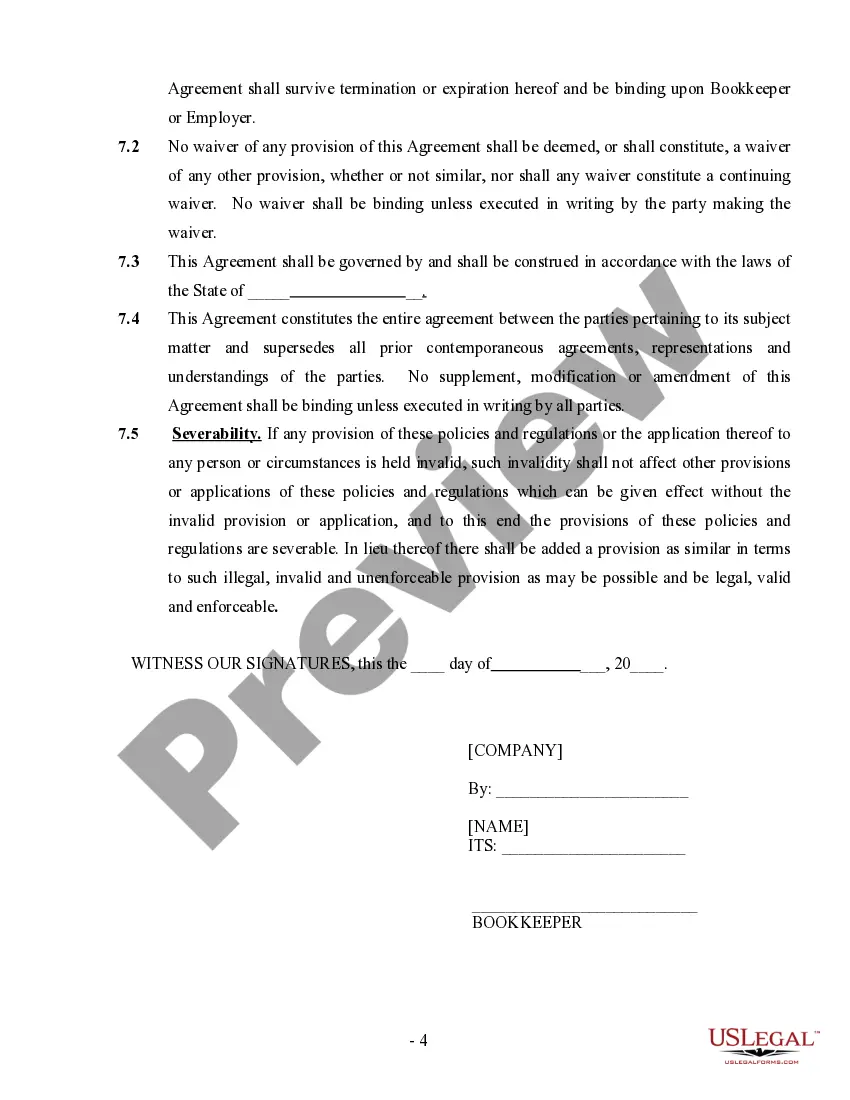 Preview Bookkeeping Agreement