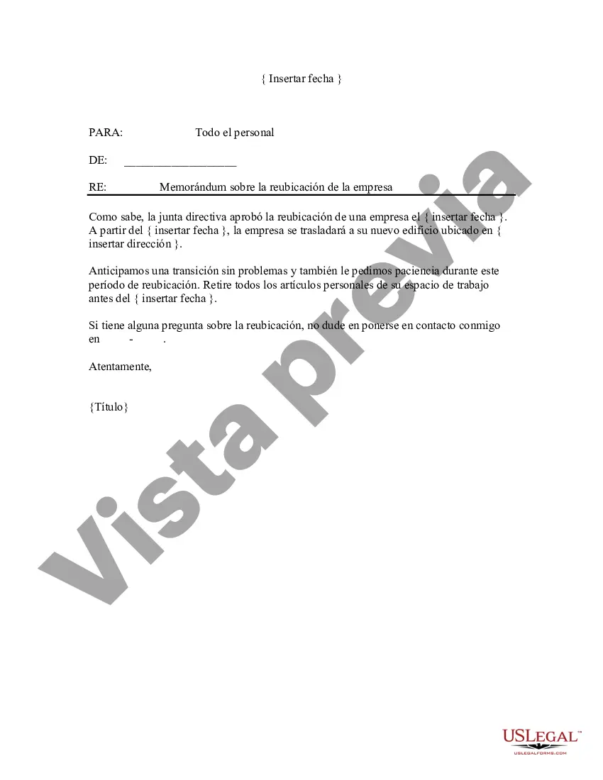 Preview Memorándum sobre la reubicación de la empresa