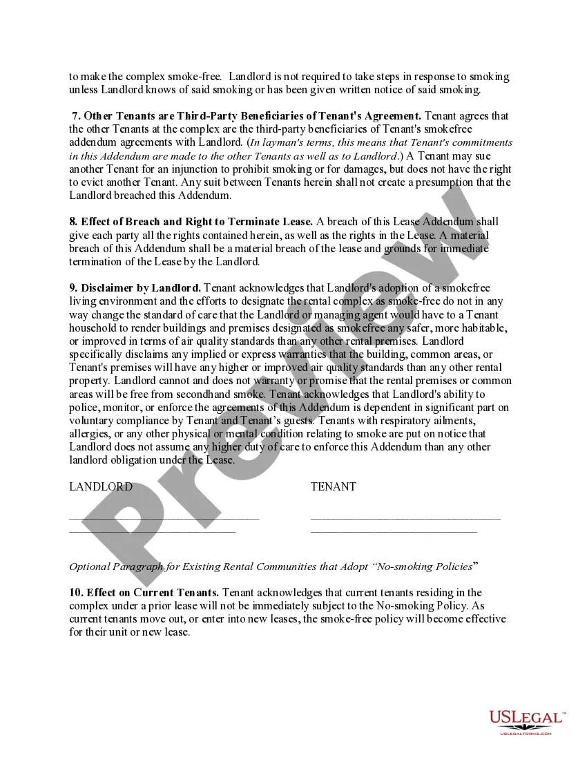 Get No smoking lease addendum Preview No smoking lease addendum