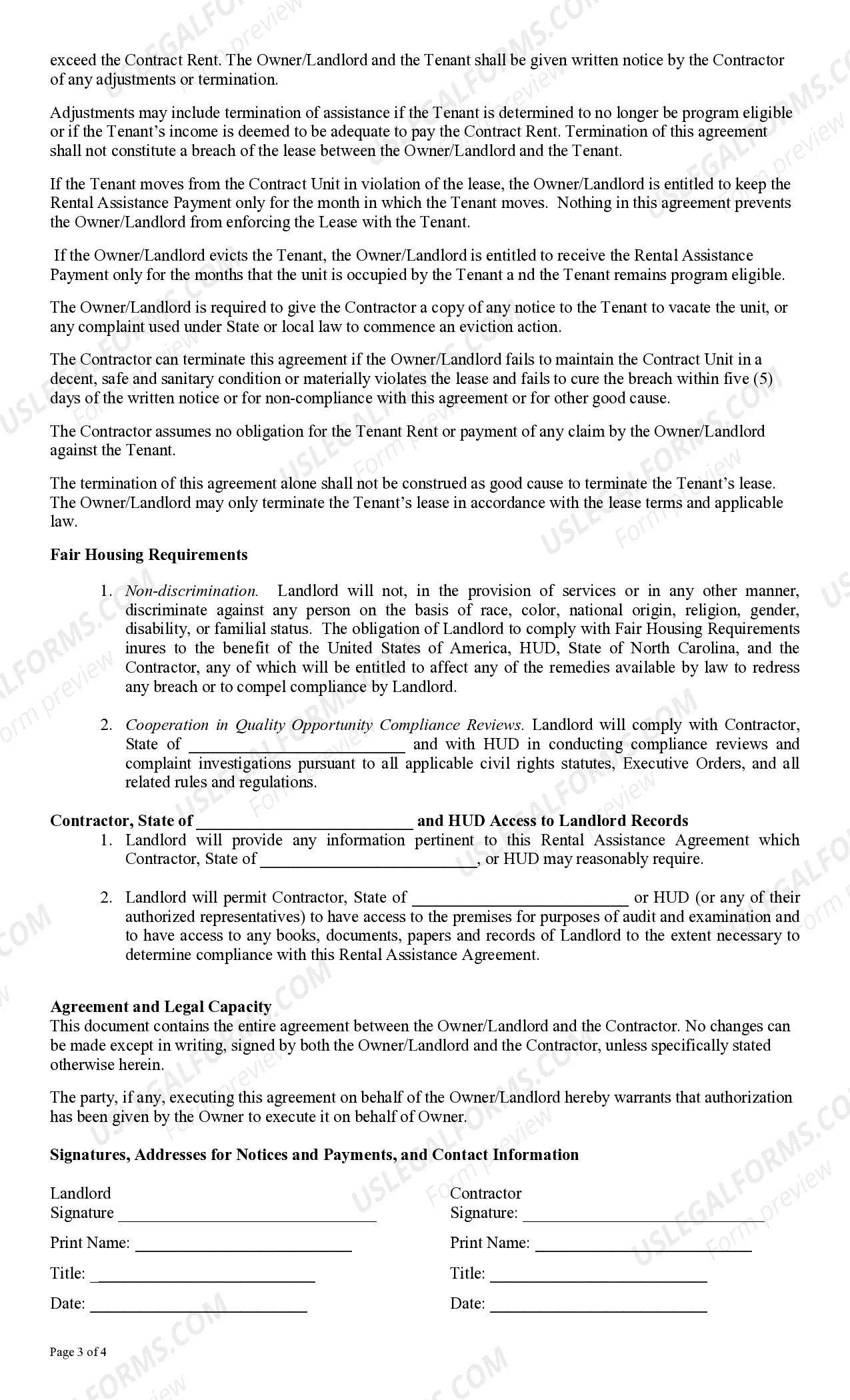 Preview Rental Assistance Agreement