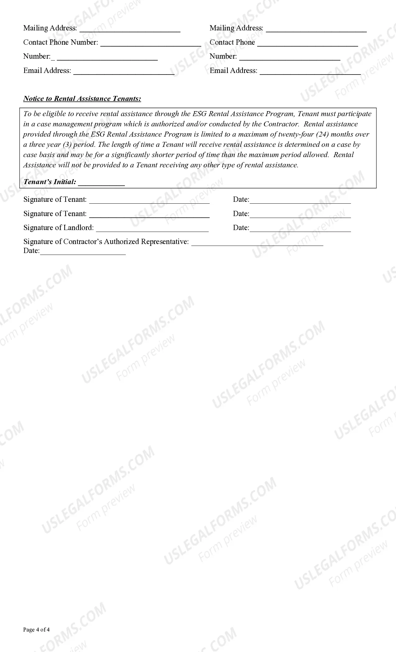 Preview Rental Assistance Agreement