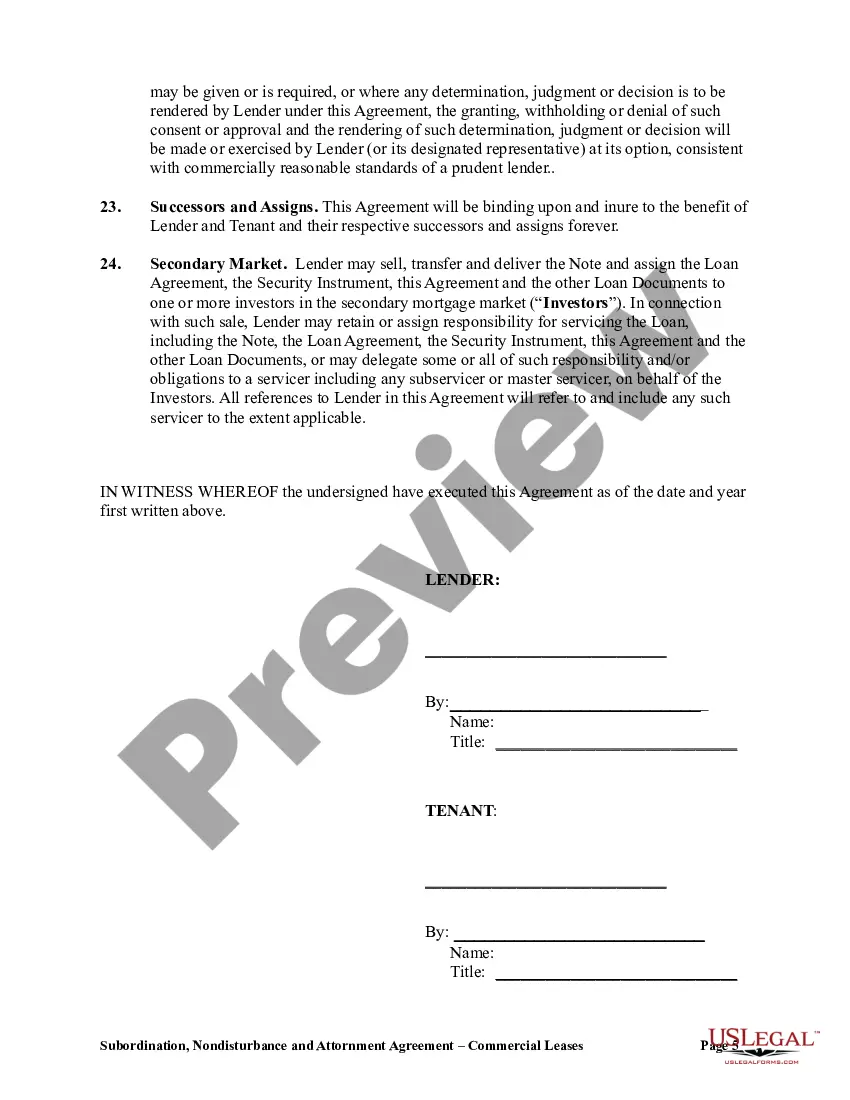 Preview Subordination, Nondisturbance and Attornement Agreement