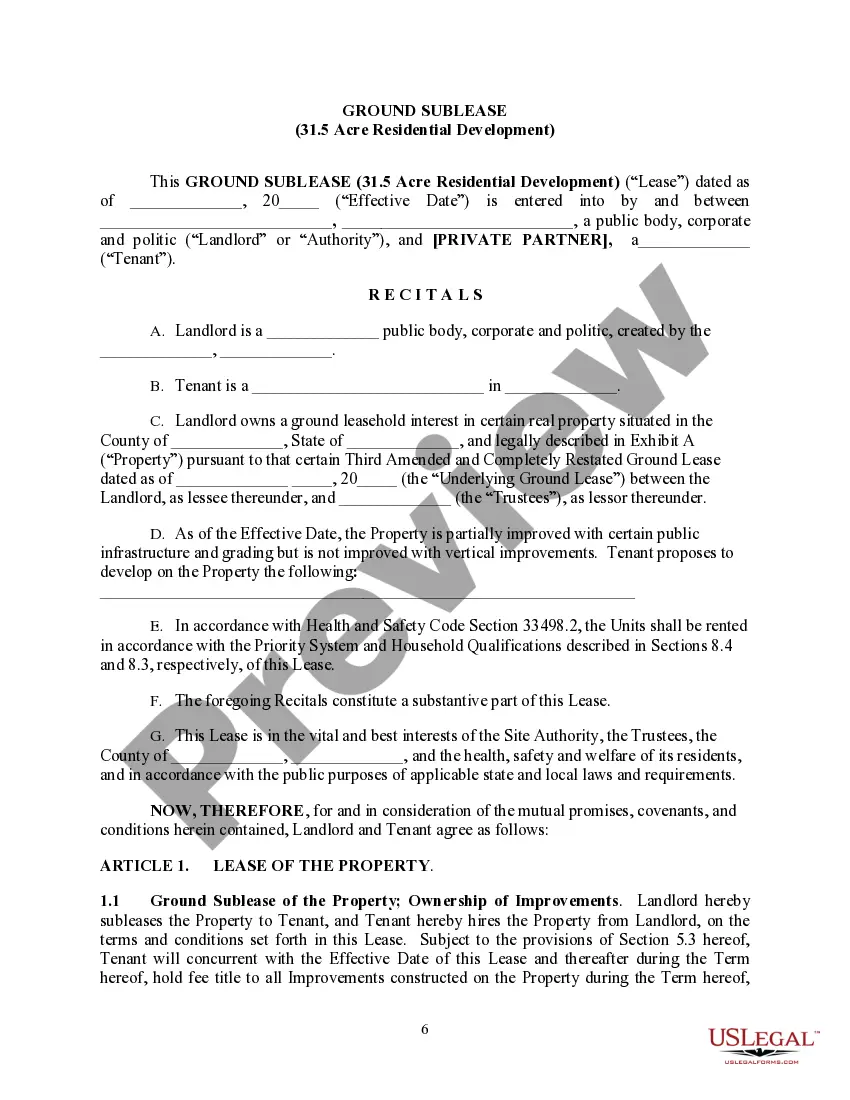 Preview Ground Sublease