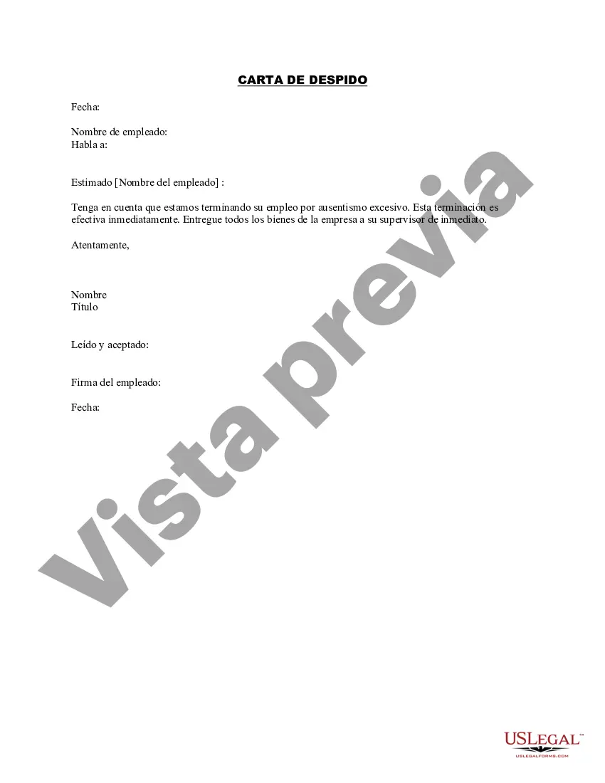Preview Carta de Terminación - Absentismo Excesivo