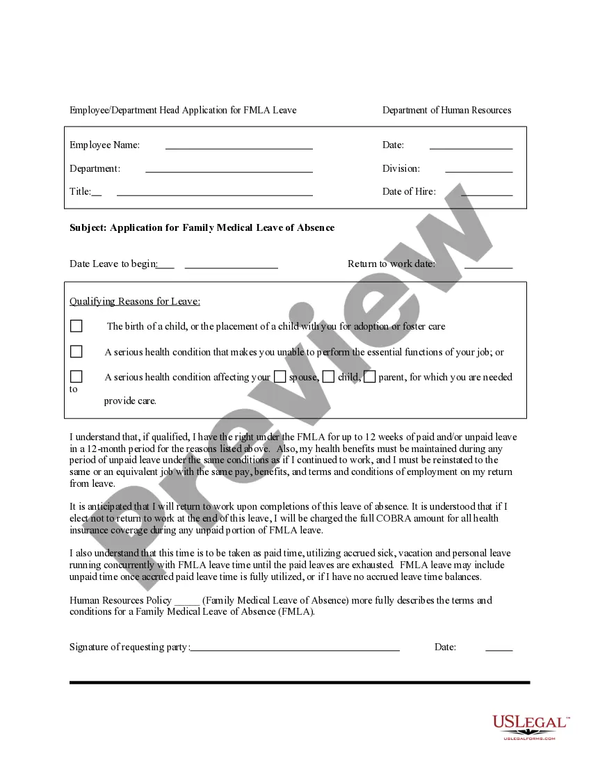 Preview Application for Family Medical Leave of Absence