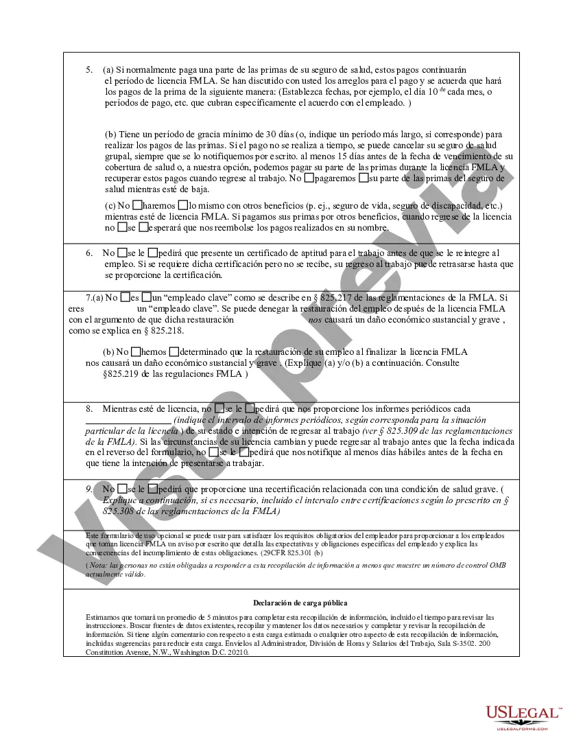 Preview Respuesta FMLA del empleador - Formulario WH-381