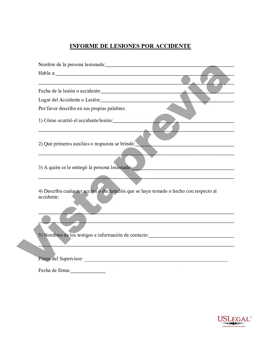 Preview Accidente - Informe de lesiones