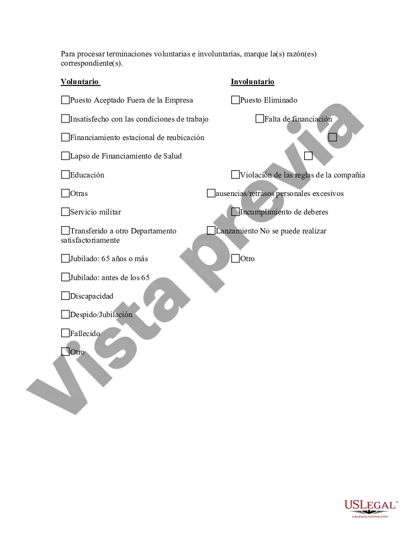 Preview Salida - Lista de verificación de terminación