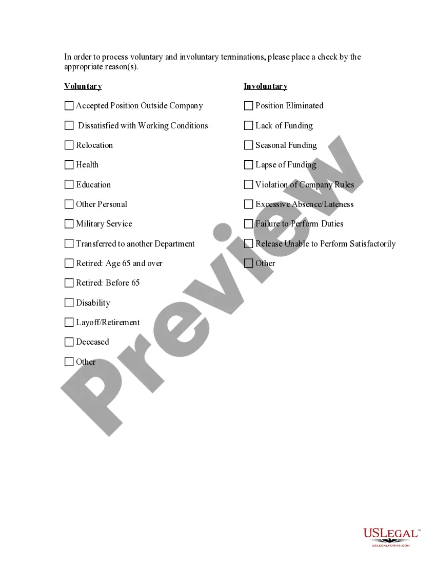Preview Exit - Termination Checklist