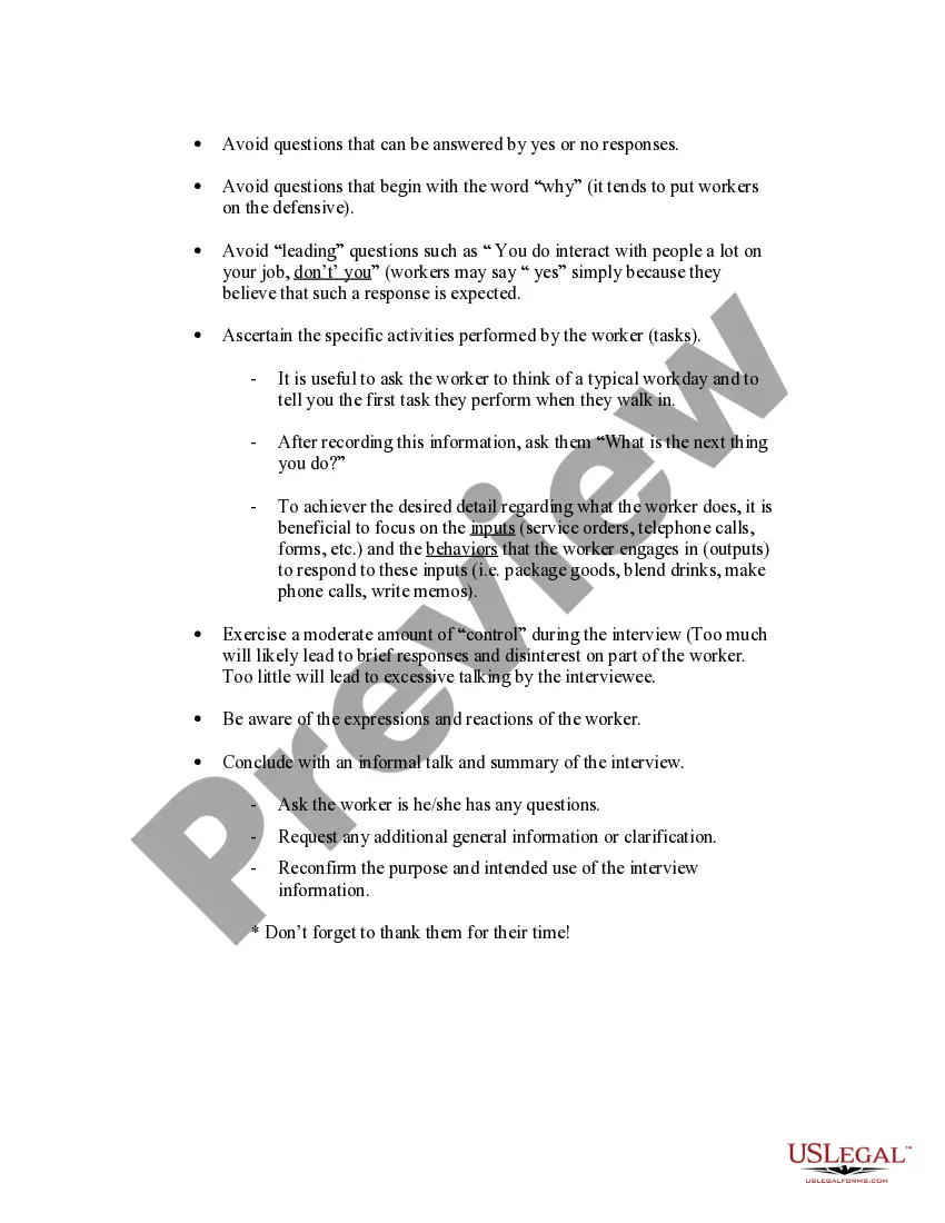 Get Job Analysis Interview and Information Sheet Preview Job Analysis Interview and Information Sheet