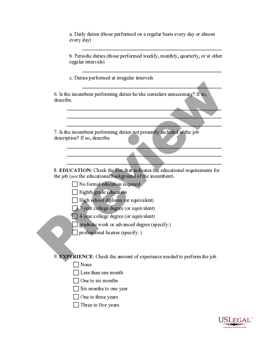 Get Job Analysis Information Sheet Preview Job Analysis Information Sheet