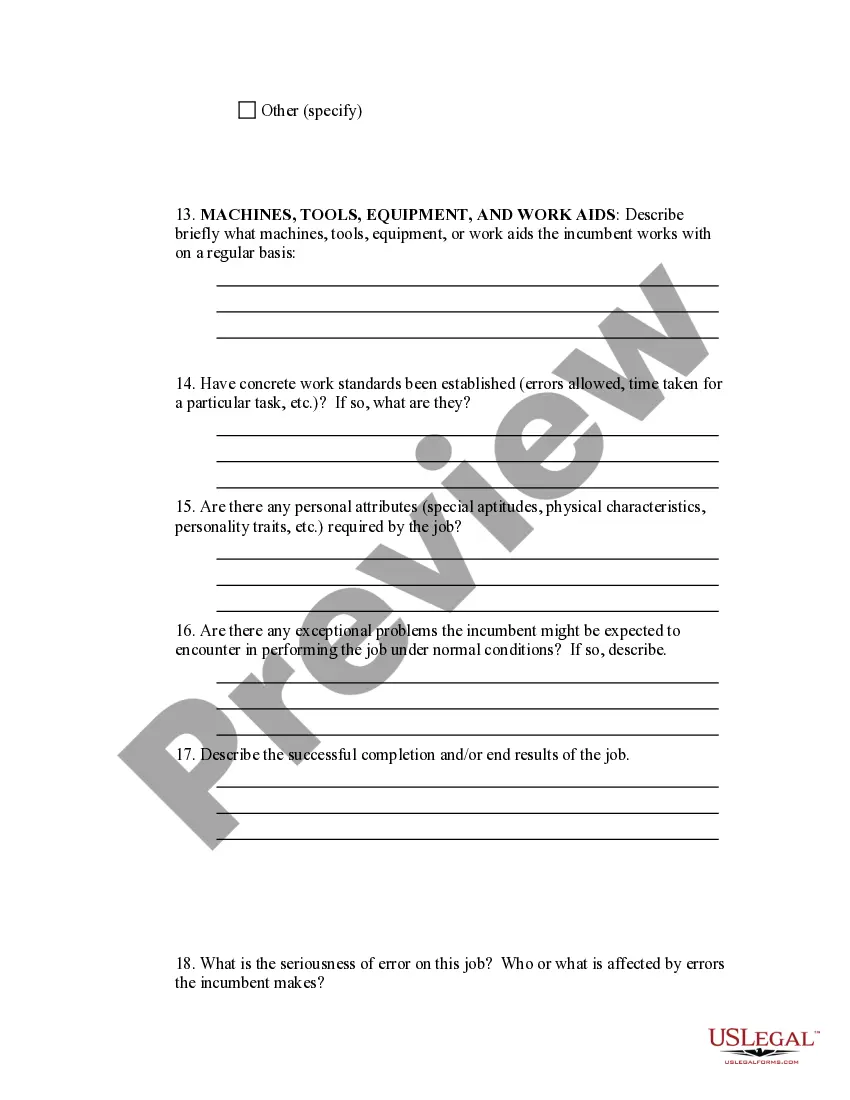 Get Job Analysis Information Sheet Preview Job Analysis Information Sheet