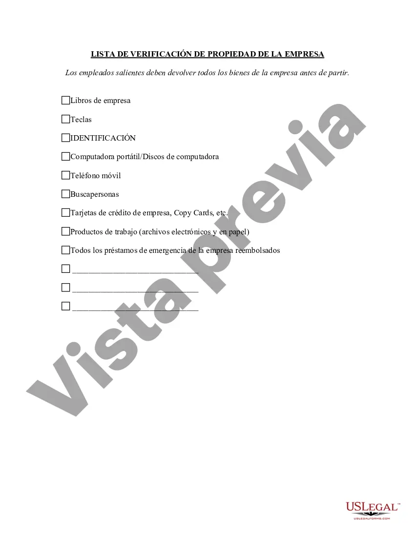 Preview Lista de verificación de propiedad de la empresa