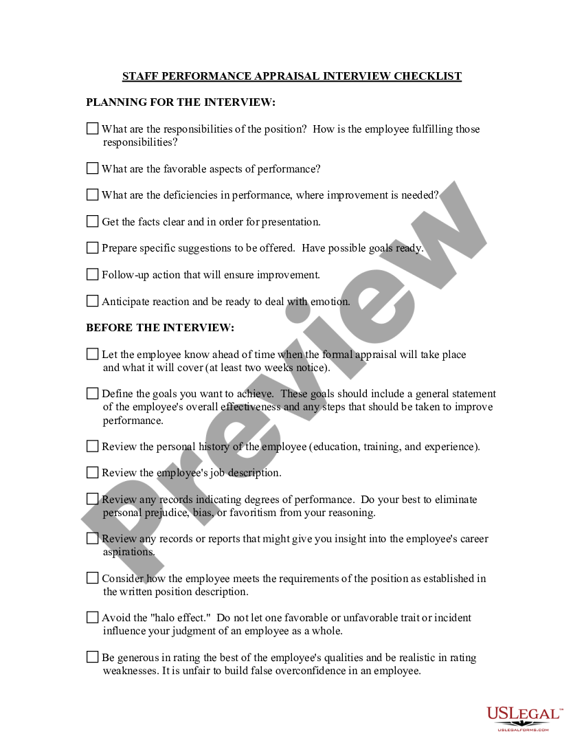 Guam Staff Performance Appraisal Interview Checklist Performance Interview Questions Us 0039