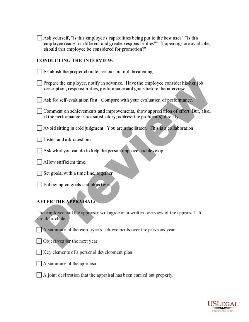 Get Staff Performance Appraisal Interview Checklist Preview Staff Performance Appraisal Interview Checklist