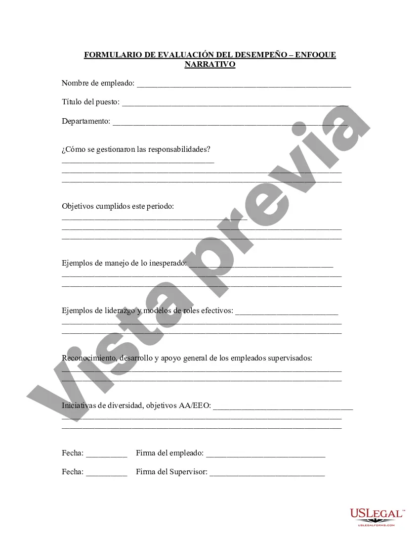 Preview Formulario de evaluación del desempeño: enfoque narrativo
