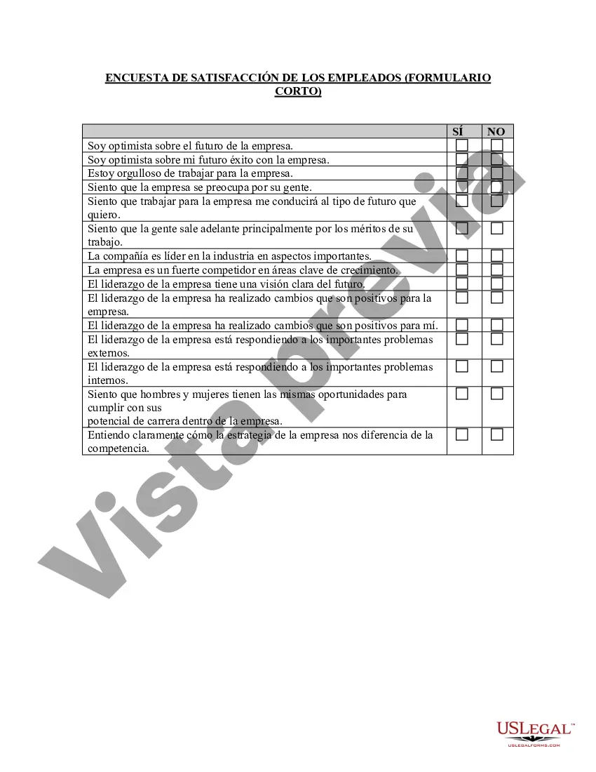 Preview Encuesta de satisfacción de los empleados: formato breve