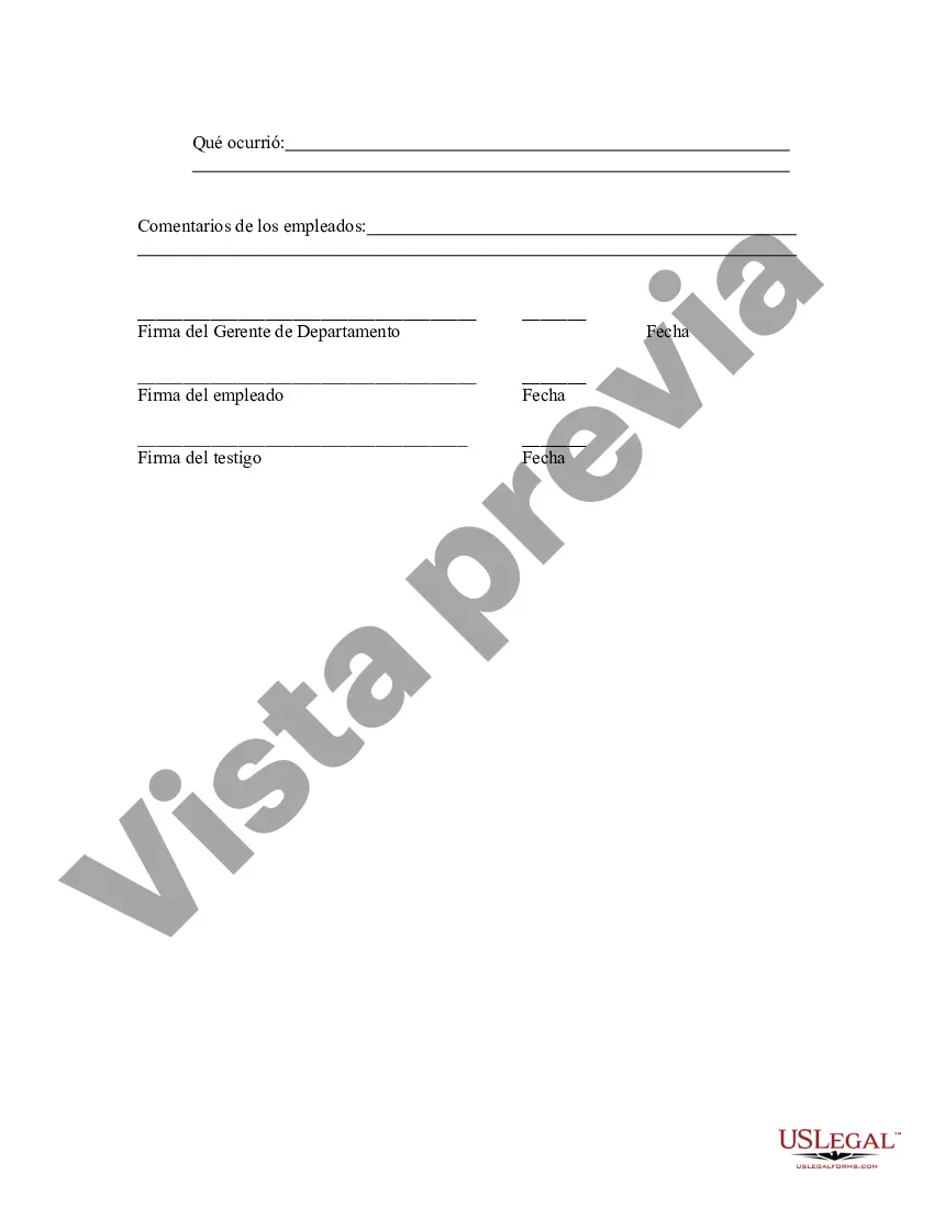 Preview Formulario de Acción Disciplinaria I