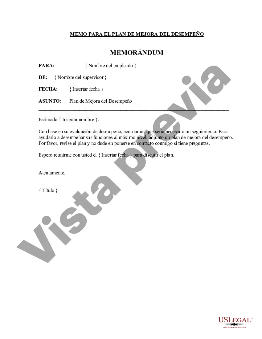 Preview Memorándum para el Plan de Mejora del Desempeño adjunto - Breve