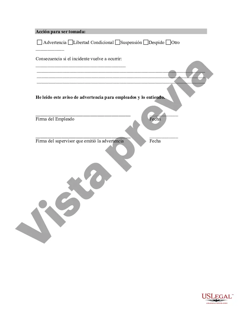 Preview Aviso de advertencia para empleados