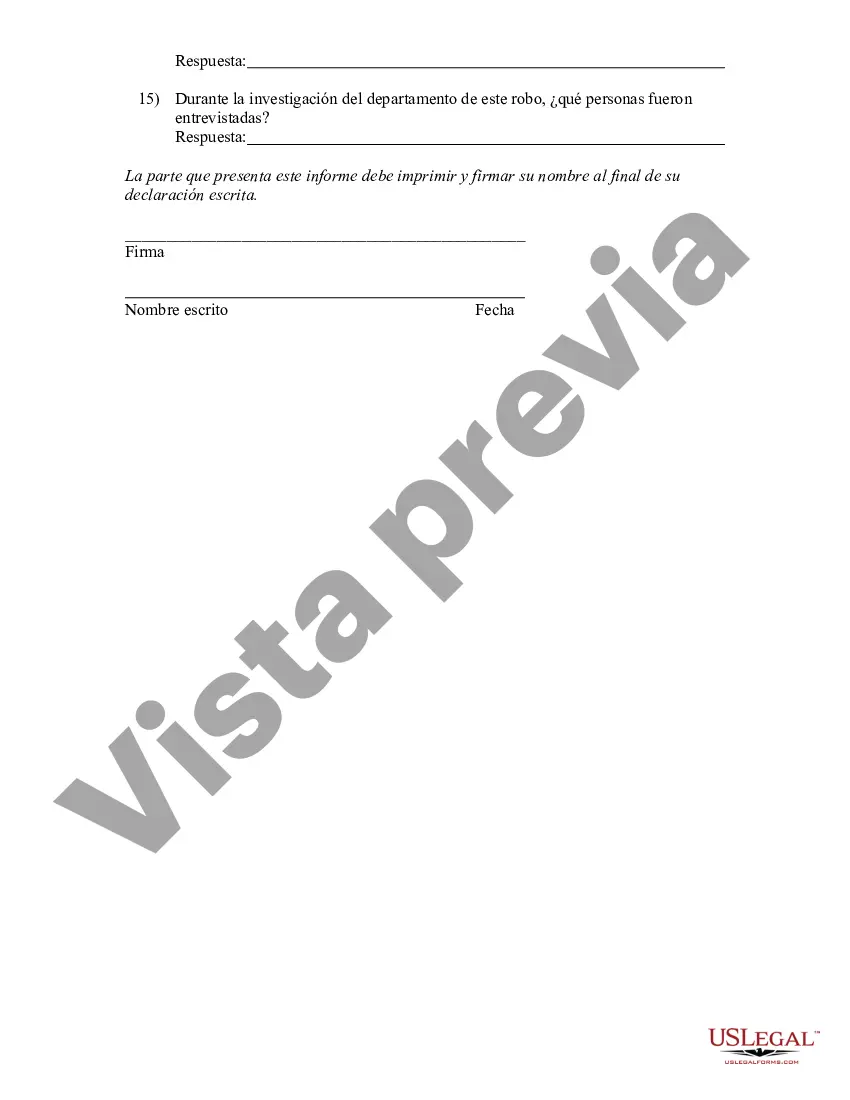 Preview Lista de verificación de declaración de investigación de propiedad robada