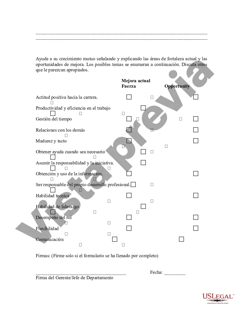 Preview Modelo de Evaluación de Desempeño - Formulario de Evaluación para Empleados por Hora, Exentos, No Exentos y Gerenciales