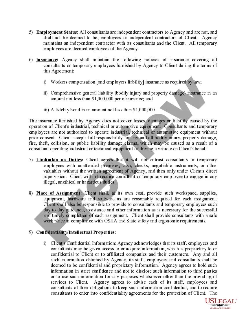 Get Model Temporary Agency - Client Agreement Preview Model Temporary Agency - Client Agreement