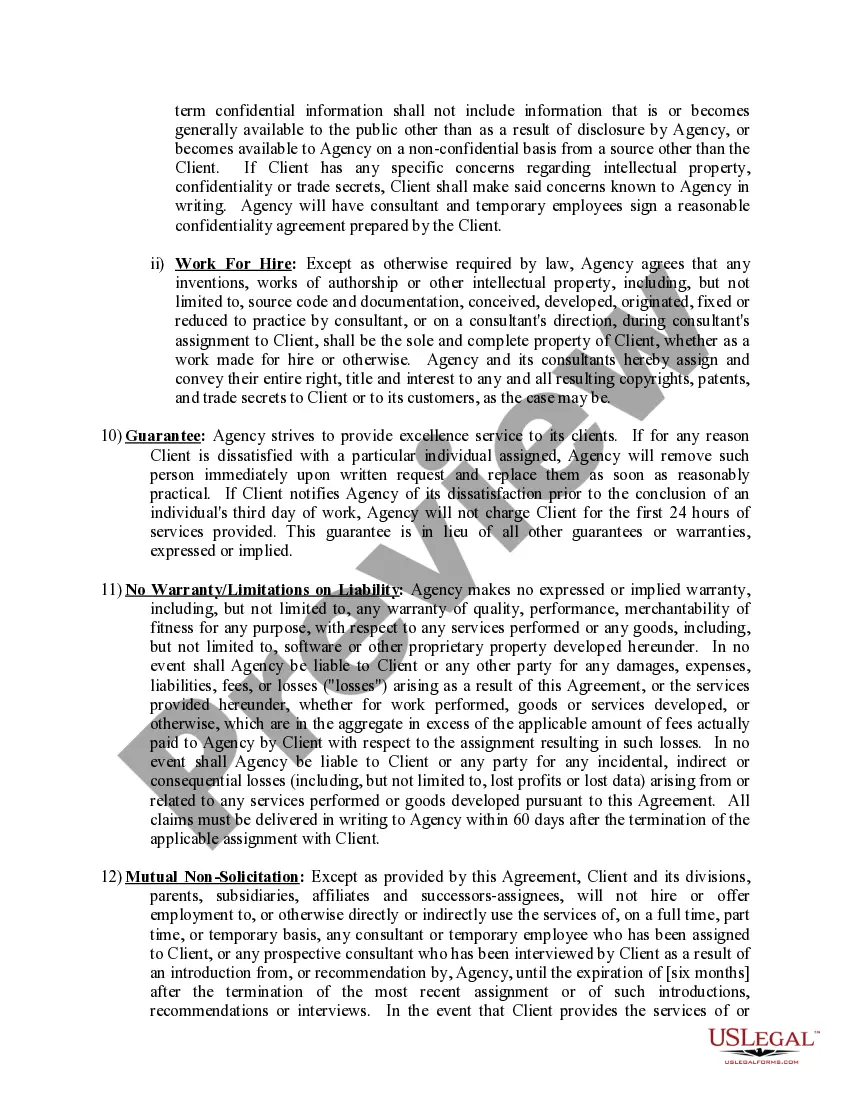 Get Model Temporary Agency - Client Agreement Preview Model Temporary Agency - Client Agreement