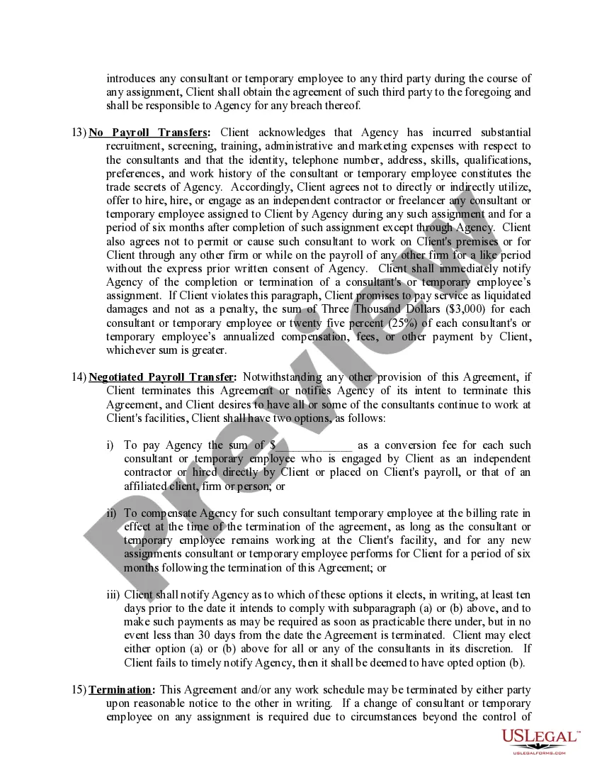 Get Model Temporary Agency - Client Agreement Preview Model Temporary Agency - Client Agreement