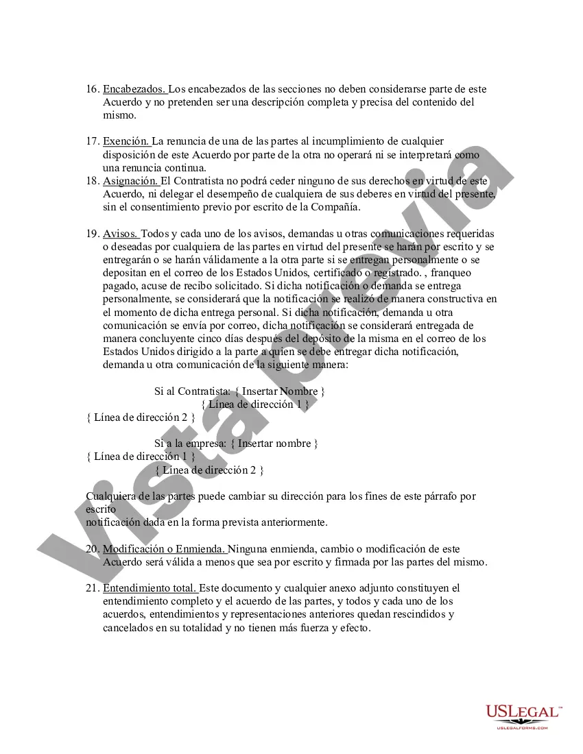 Preview Acuerdo de contratista independiente para trabajadores por cuenta propia