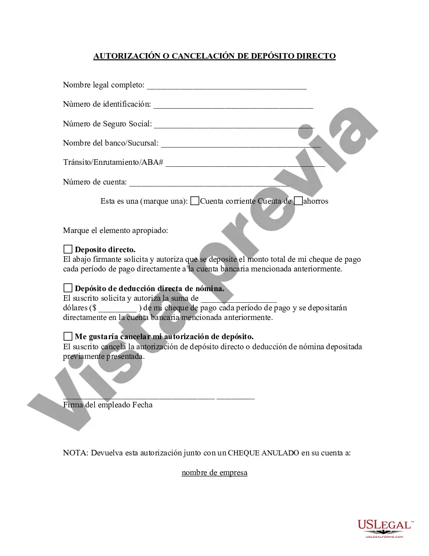 Preview Autorización de depósito directo