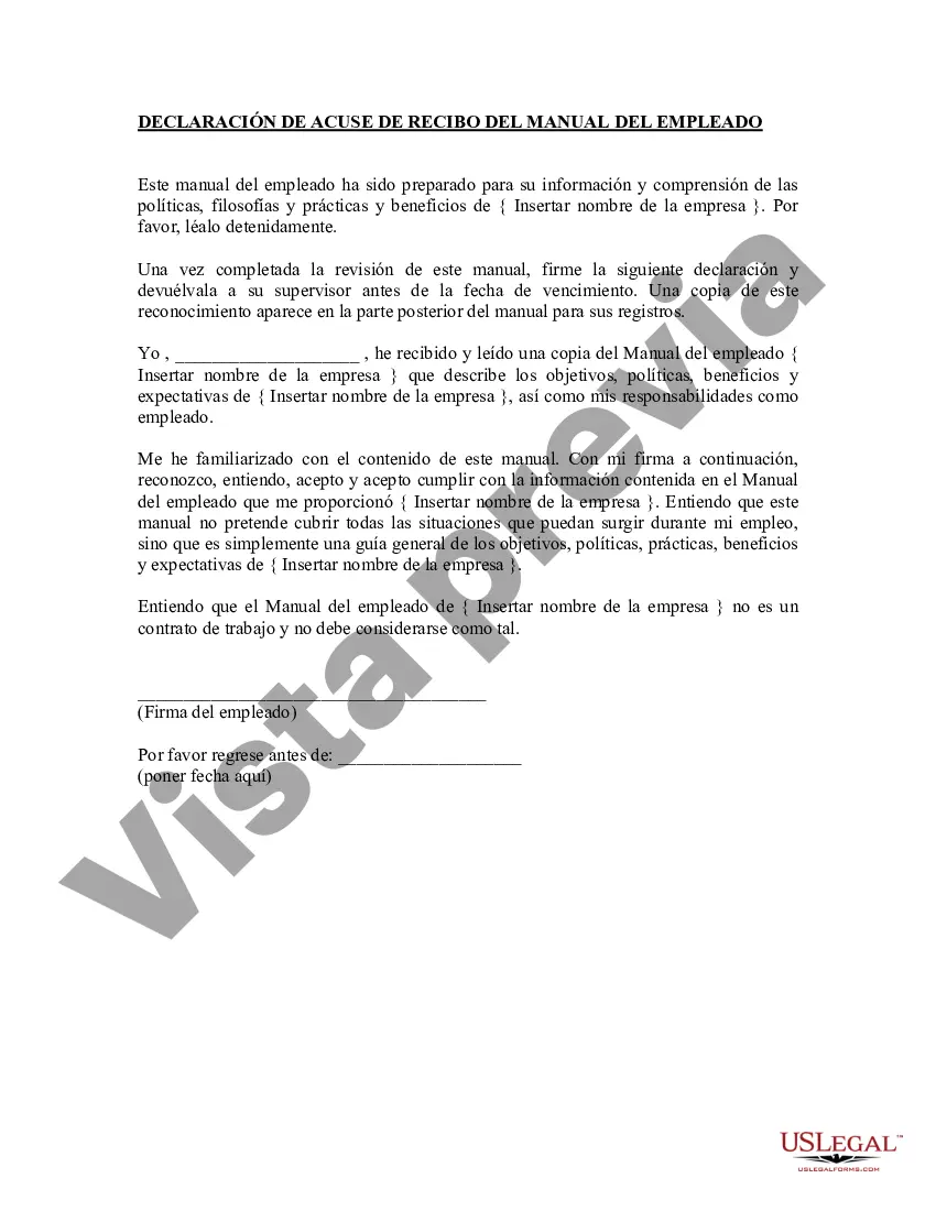 Preview Reconocimiento del manual del empleado