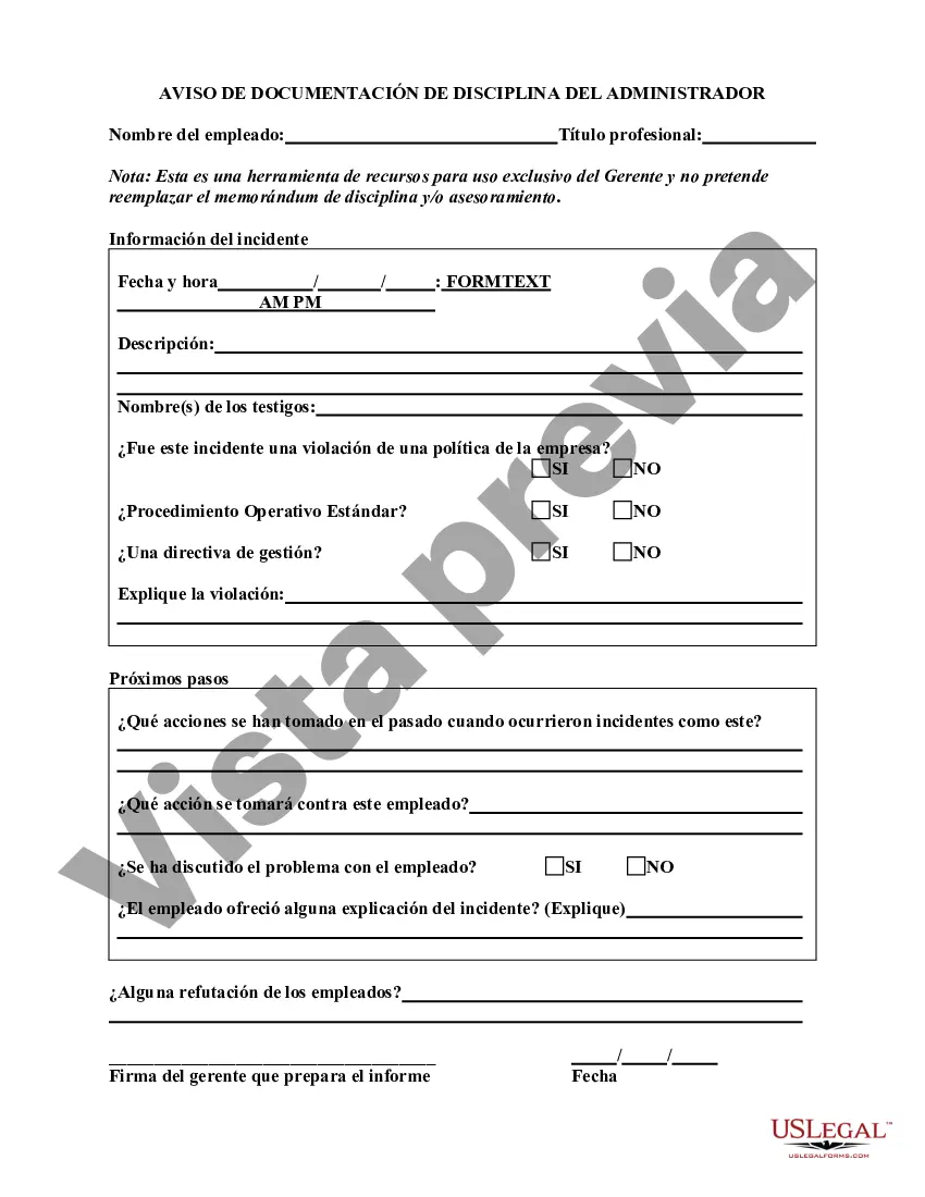 Preview Informe de disciplina del gerente