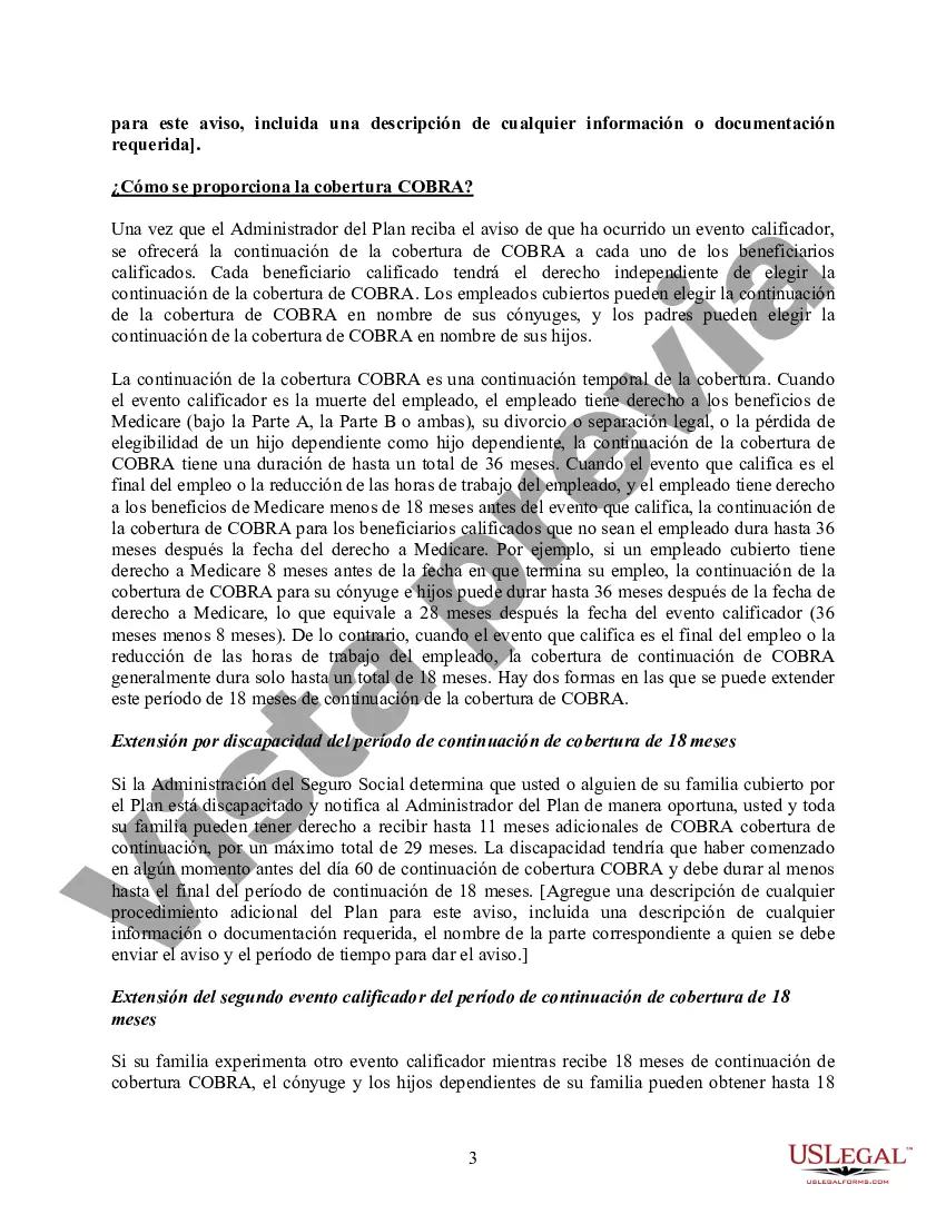 Preview Modelo de Aviso General de Derechos de Continuación de Cobertura COBRA