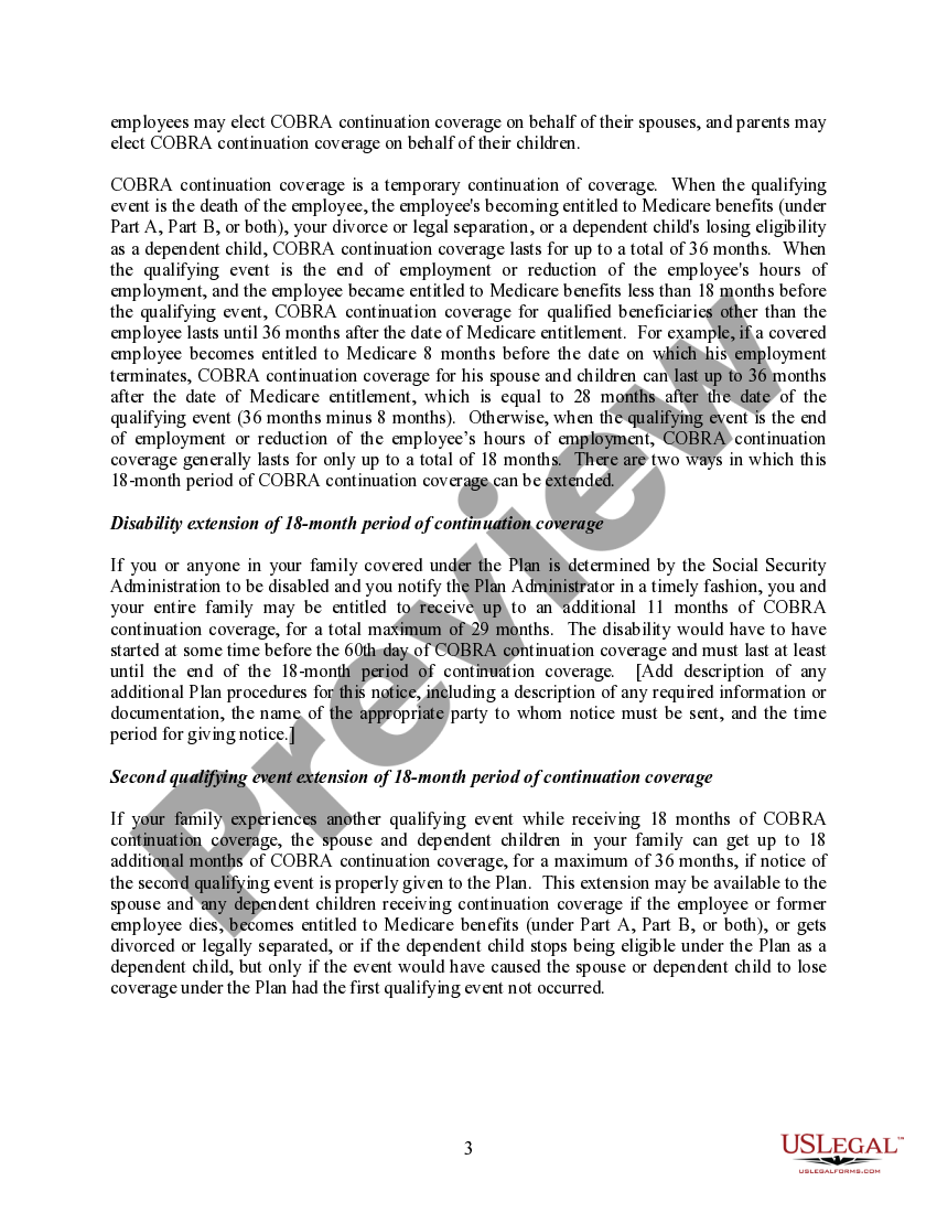 Model General Notice of COBRA Continuation Coverage Rights