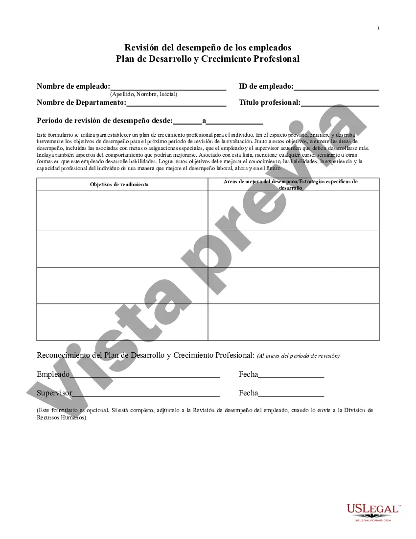 Preview Revisión del desempeño de los empleados y plan de desarrollo