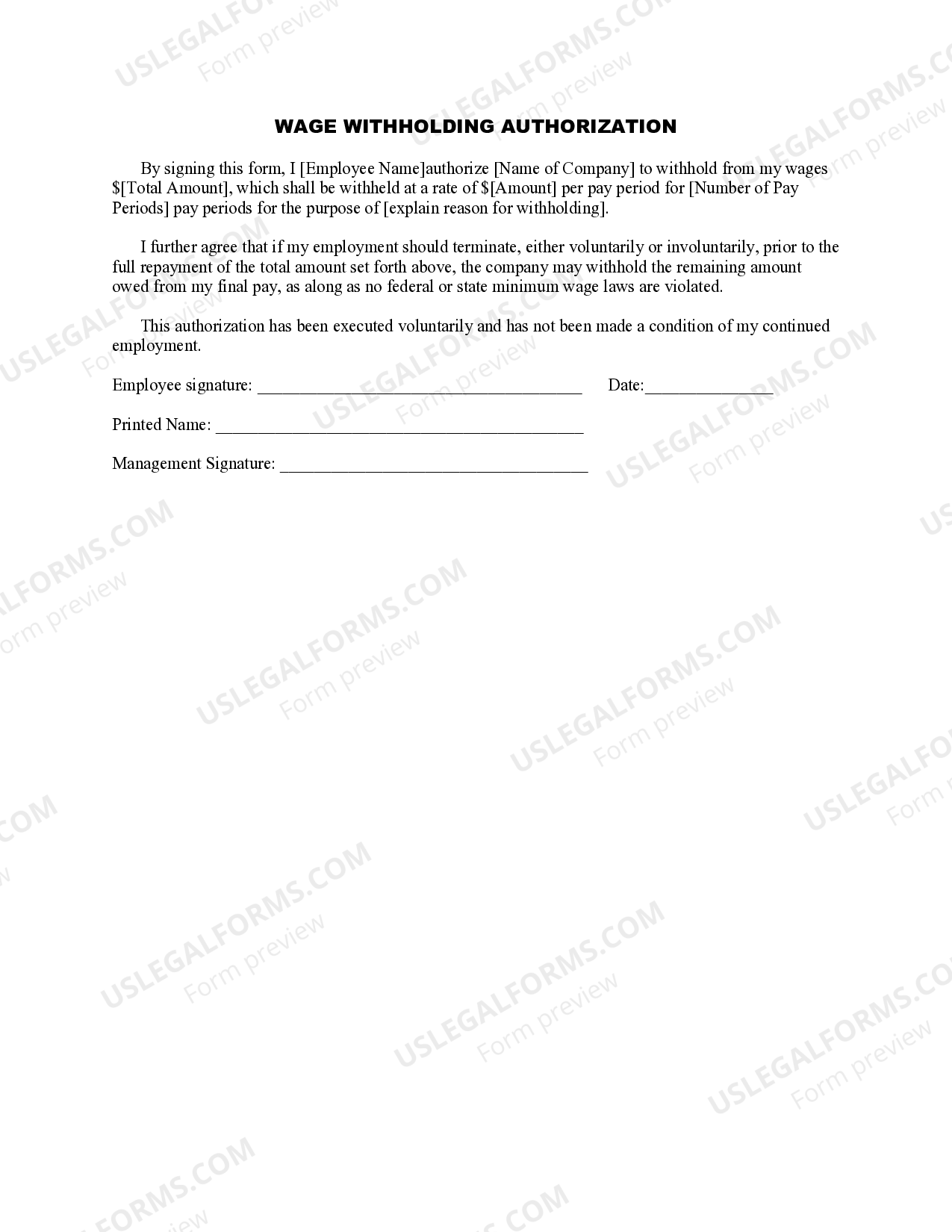 New Mexico Wage Withholding Authorization US Legal Forms