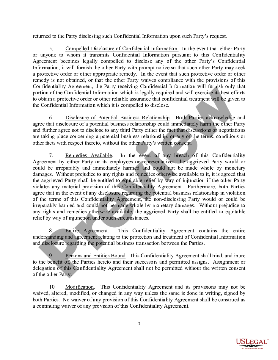 page 2 Confidentiality Agreement for a potential Investor, Partner or Consultant Company preview