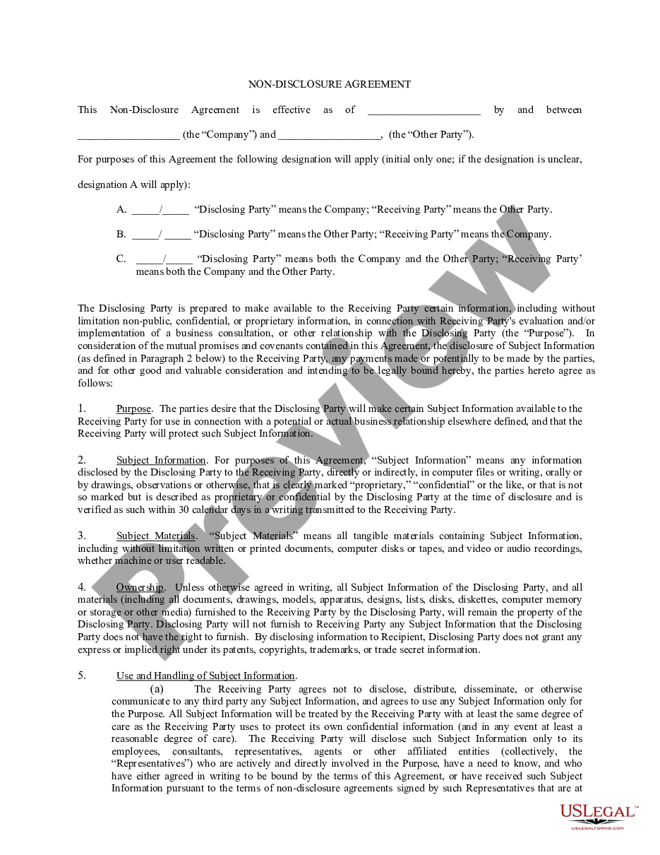 page 0 General Nondisclosure Agreement preview