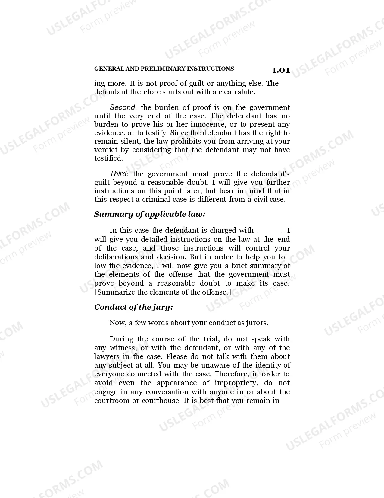 Preview Preliminary Instructions