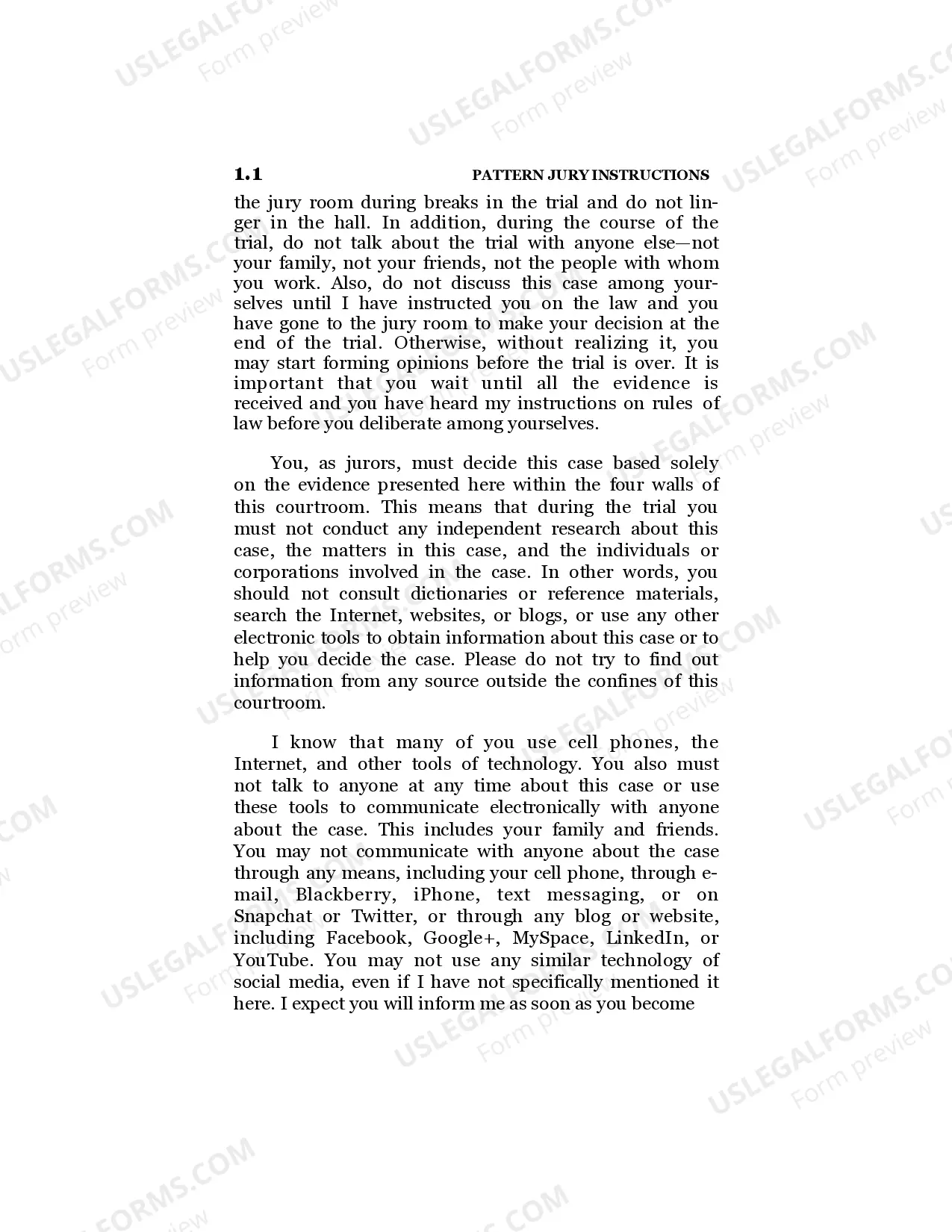 Preview Preliminary Instructions