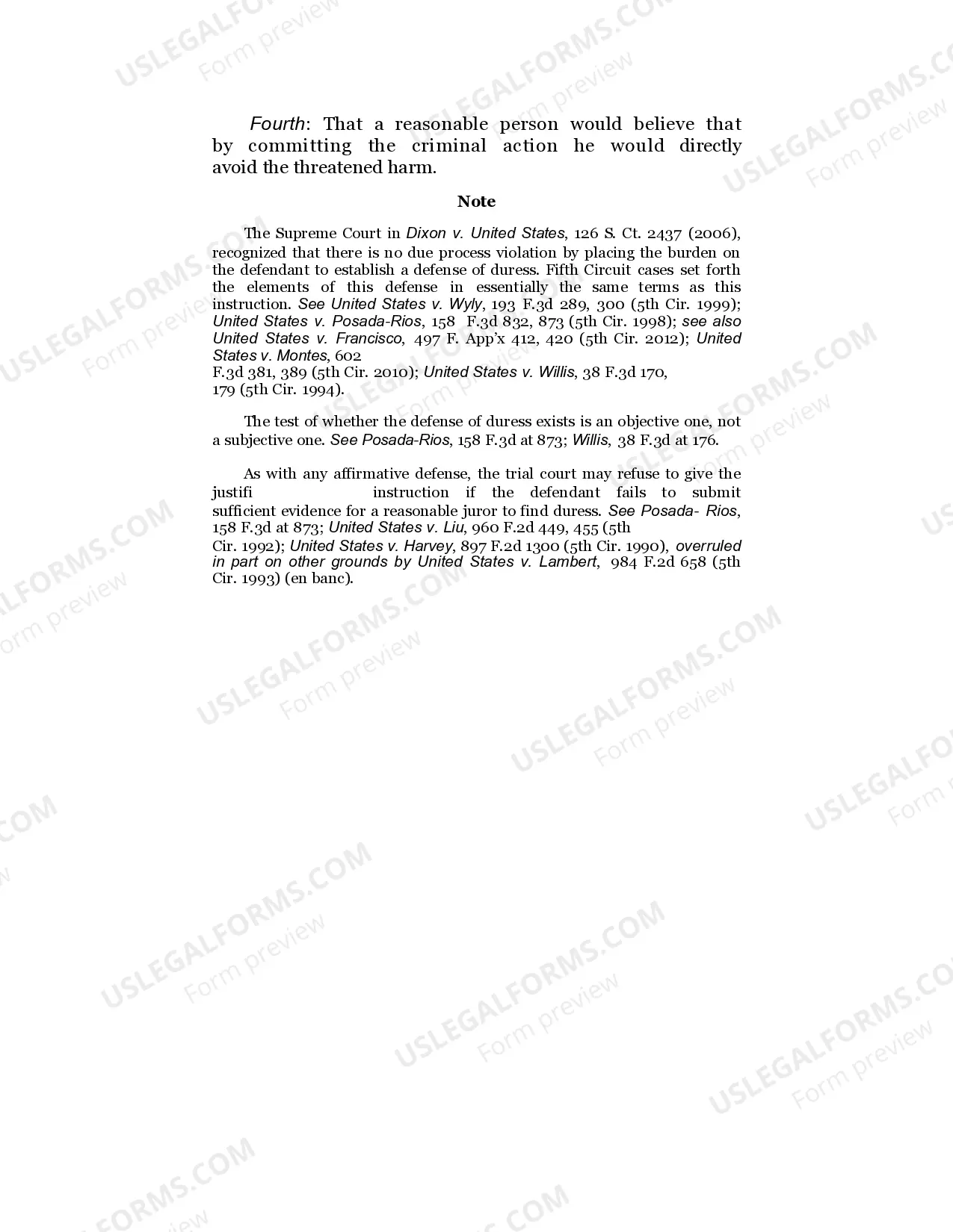 Preview Justification, Duress, or Coercion