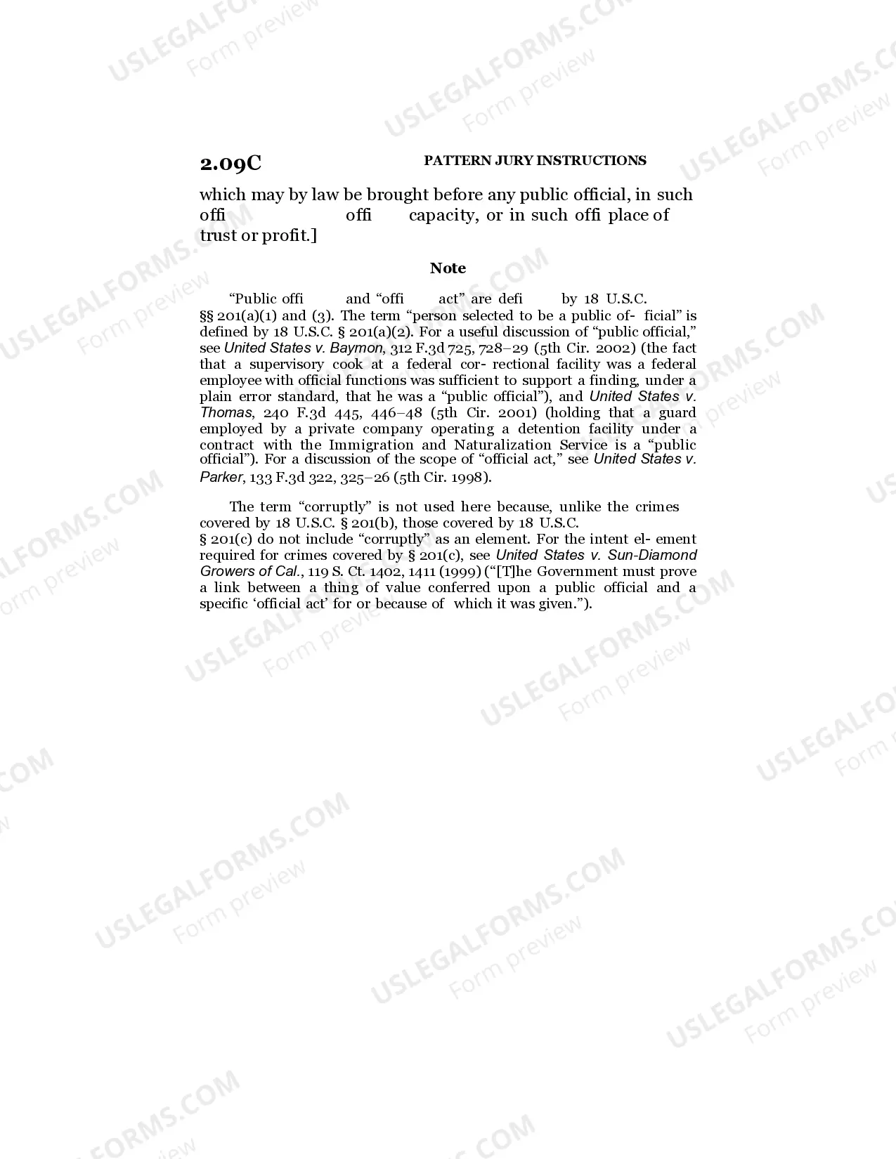 Preview Illegal Gratuity to a Public Official