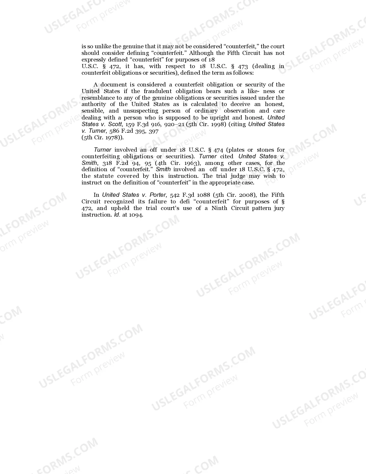 Preview Passing Counterfeit Securtities of Obligations