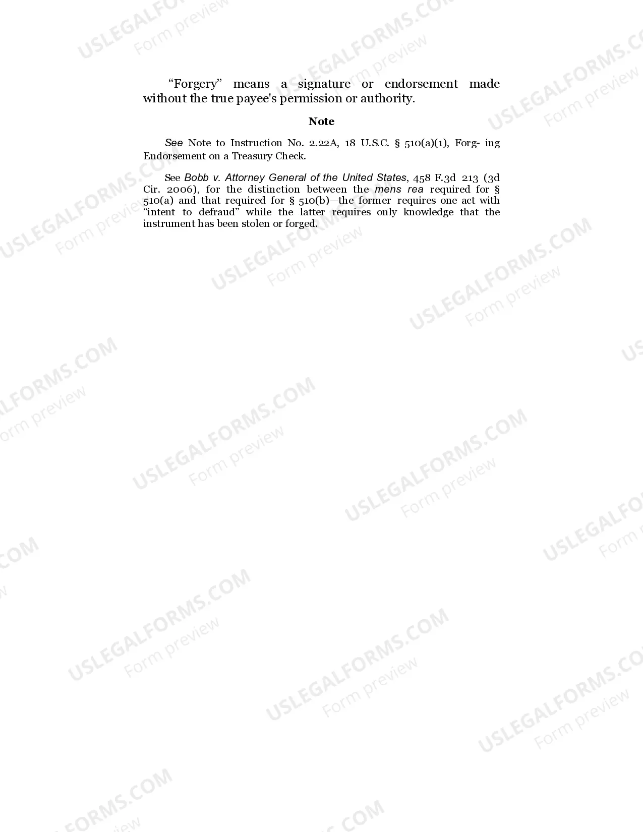 Preview Uttering a Forged Treasury Check, Bond, or Security, of the United States